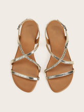 Load image into Gallery viewer, Metallic Plaited Detail Flat Sandals