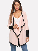 Load image into Gallery viewer, Waterfall Collar Contrast Cuff Coat