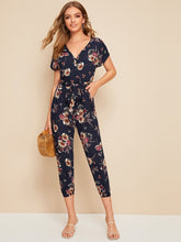 Load image into Gallery viewer, Self Belted Slant Pocket Floral Print Jumpsuit