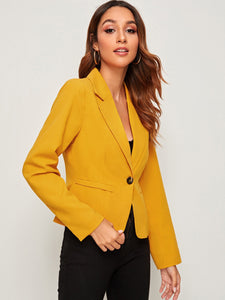 Solid Single Button Blazer