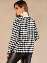 Load image into Gallery viewer, Houndstooth Dual Pocket Contrast Binding Coat