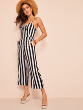 Load image into Gallery viewer, Bow Front Wide Leg Striped Cami Jumpsuit