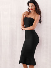 Load image into Gallery viewer, Adyce Zip Back Fishtail Hem Bodycon Tube Dress