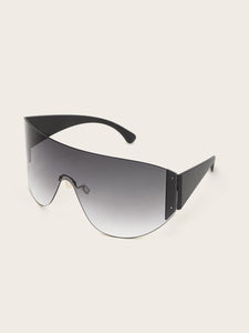 Rimless Flat Top Shield Sunglasses