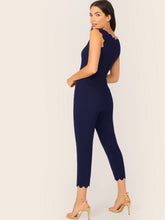 Load image into Gallery viewer, Scallop Trim Pocket Side Tapered Jumpsuit