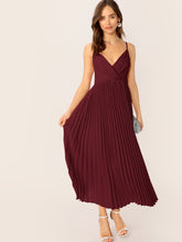 Load image into Gallery viewer, Surplice Neck Pleated Cami Dress