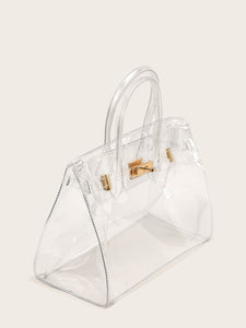 Metal Buckle Clear Tote Bag