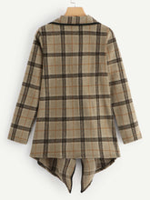 Load image into Gallery viewer, Plaid Waterfall Neck Jacket