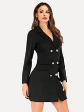 Load image into Gallery viewer, Double Breasted Solid Blazer Dress