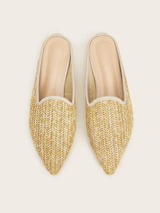 Point Toe Woven Flat Mules