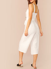 Load image into Gallery viewer, Button Front Belted Pinafore Jumpsuit