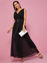 Load image into Gallery viewer, Backless Pleated Wide Leg Belted Jumpsuit