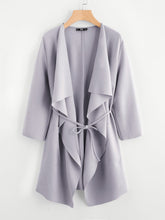 Load image into Gallery viewer, Waterfall Collar Pocket Front Wrap Coat