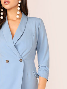 Button Front Shawl Collar Blazer Romper