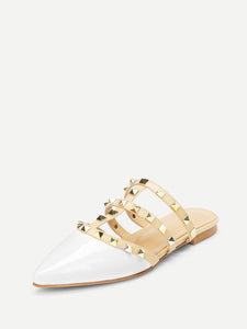 Rivet Decor Point Toe Flat Mules