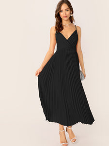 Surplice Neck Pleated Cami Dress