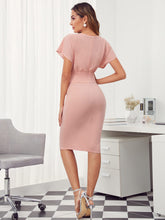 Load image into Gallery viewer, Batwing Sleeve Tie Waist Pencil Dress