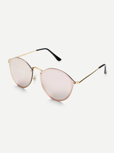 Mirror Lens Metal Frame Sunglasses