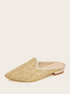 Point Toe Woven Flat Mules