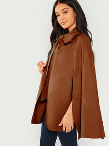 Slit Back Tied Front Cape Coat