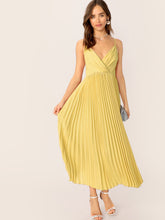 Load image into Gallery viewer, Surplice Neck Pleated Cami Dress