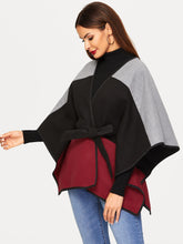 Load image into Gallery viewer, Cut-and-sew Self Belted Cape Coat