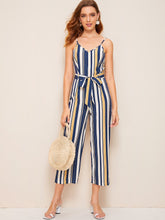 Load image into Gallery viewer, Striped Belted Cami Jumpsuit