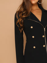 Load image into Gallery viewer, Double Breasted Zip Front Blazer Dress