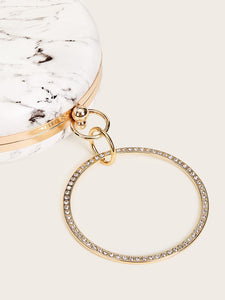 Marble Print Round Shaped Clutch Bag