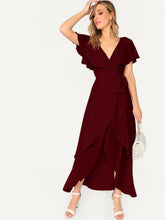 Load image into Gallery viewer, Self Belted Surplice Wrap Cape Dress