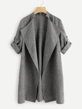 Load image into Gallery viewer, Drape Collar Roll Tab Sleeve Coat