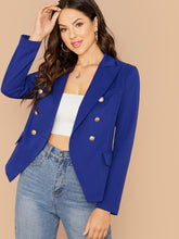 Load image into Gallery viewer, Notch Collar Double Breasted Blazer