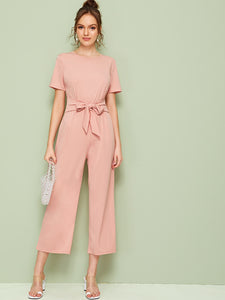 Knot Front Solid Jumpsuit