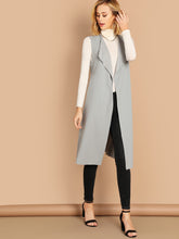 Load image into Gallery viewer, Bow Tie Waist Longline Belted Vest Coat