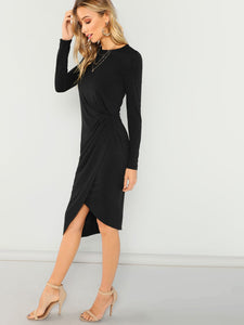 Twist Side Wrap Asymmetrical Dress