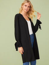 Load image into Gallery viewer, Open Front Knot Sleeve Solid Coat