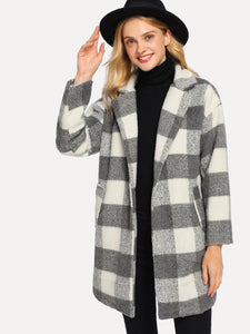 Check Plaid Dual Pocket Coat