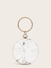 Load image into Gallery viewer, Marble Print Round Shaped Clutch Bag