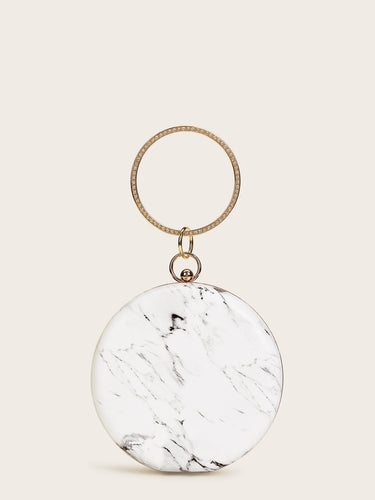 Marble Print Round Shaped Clutch Bag