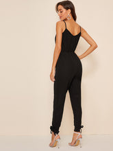 Load image into Gallery viewer, Solid Drawstring Waist Knot Hem Cami Jumpsuit