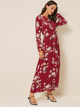 Load image into Gallery viewer, Allover Floral Print Elastic Waist Plicated Dress