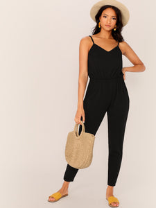 Solid Blouson Slip Jumpsuit