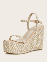 Load image into Gallery viewer, Ankle Strap Platform Espadrille Wedges