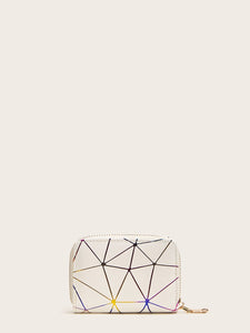 Geometric Print Purse With Card Holder