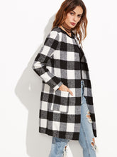 Load image into Gallery viewer, Checkered Open Front Collarless Coat