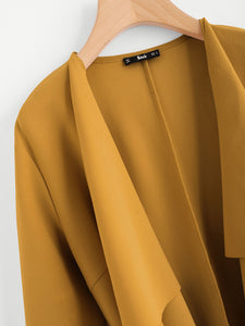 Waterfall Collar Pocket Front Wrap Coat