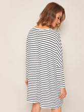 Load image into Gallery viewer, Batwing Sleeve Striped Oversized Dress