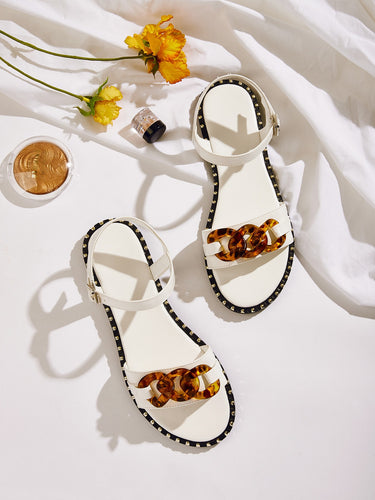 Studded Detail Buckle Strap Sandals