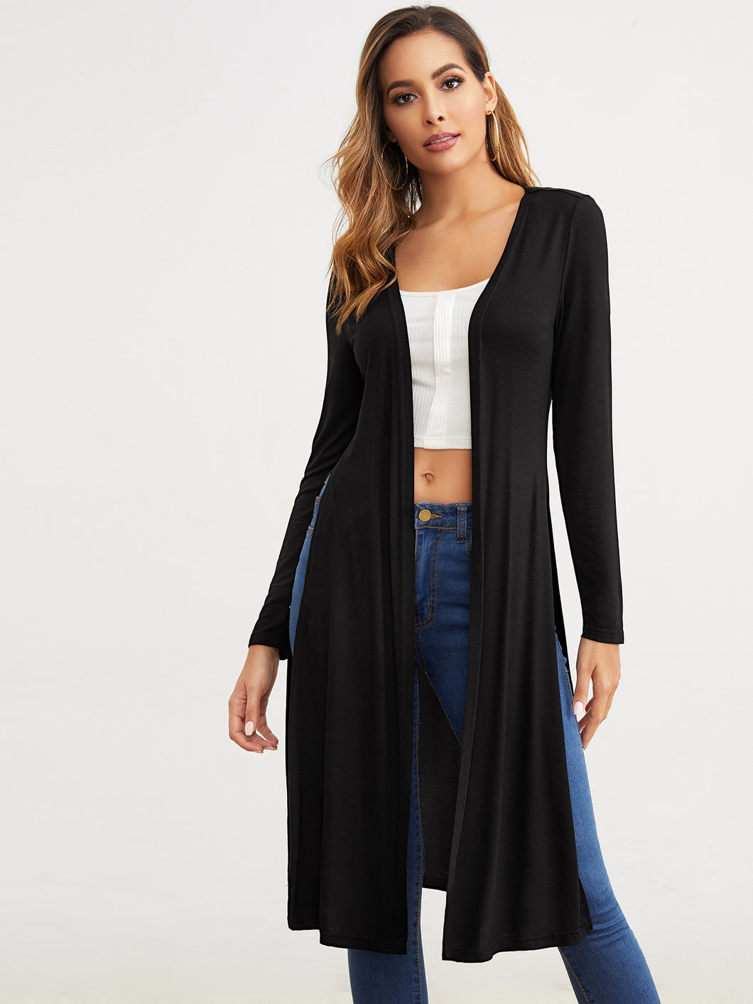 High Split Side Solid Coat