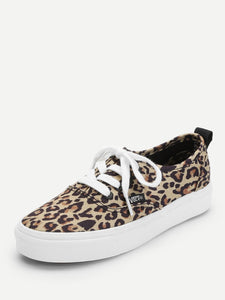 Leopard Lace-Up Sneakers